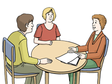 Drei Personen in der Beratung Drei Personen in der Beratung