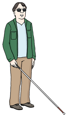 Mann mit Blinden-Stock Mann mit Blinden-Stock